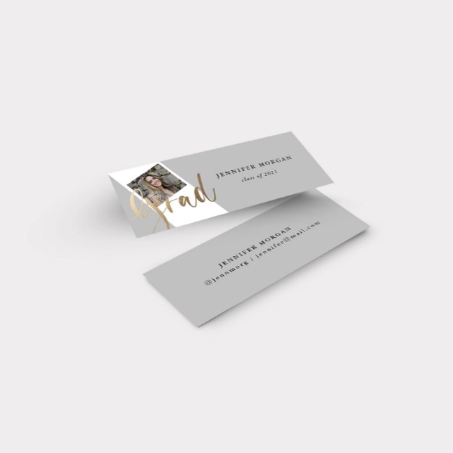 Carte de nom photo Gold Script Graduation (Créateur téléchargé)