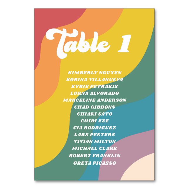 Carte de noms d'invités de table numéro rétro groo (Par défaut)