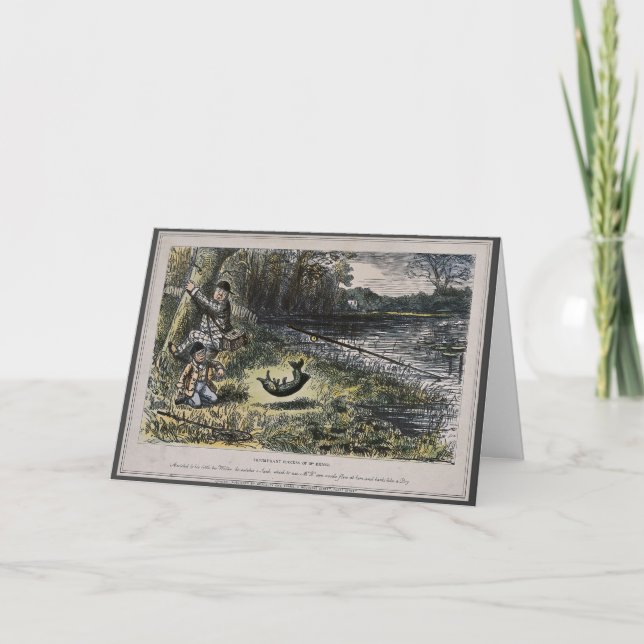 Carte de nostalgie humoristique - pêche au volant  (Devant)