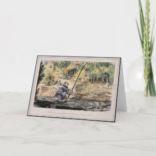 Carte de nostalgie humoristique - pêche au volant 