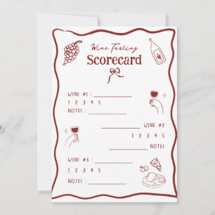 Carte de notation de dégustation de vin feuille de