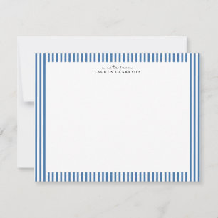 Carte de note à bordure rayée bleue