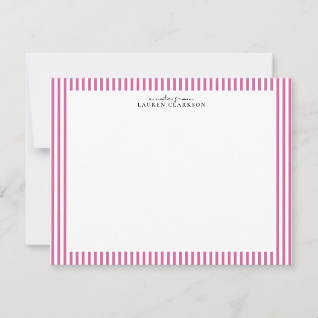 Carte de note à bordure rayée rose (Devant)