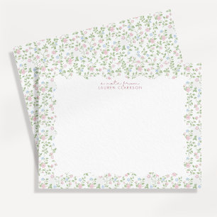 Carte de note à cadre ondulé et fleurs pastel Cott