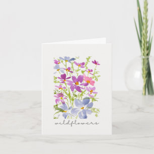 Carte de note à motif de fleur sauvage rose aquare