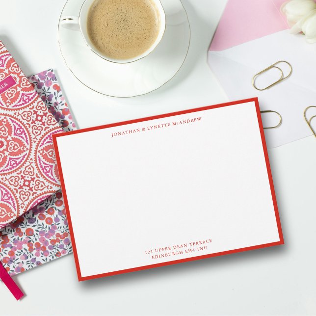 Carte de note à plat de la bordure rouge bonbon (Créateur téléchargé)