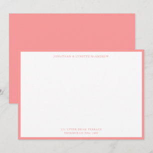 Carte de note à plat saumon rose classique