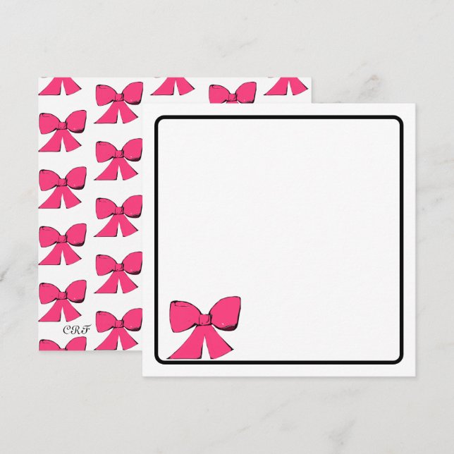 Carte de note à ruban rose (Devant / Derrière)