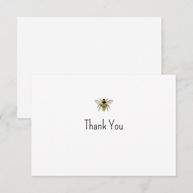 Carte de note abeille à l'aquarelle (Devant / Derrière)