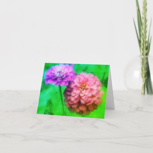 Carte de note Abstraite Zinnia Flowers (Devant)