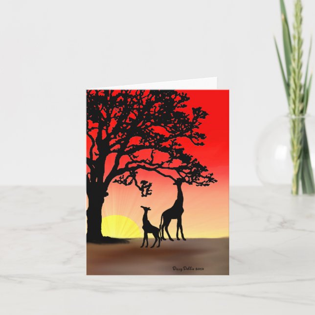 Carte de note africaine de coucher du soleil (Devant)