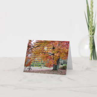 Carte de note avec le chêne coloré par automne