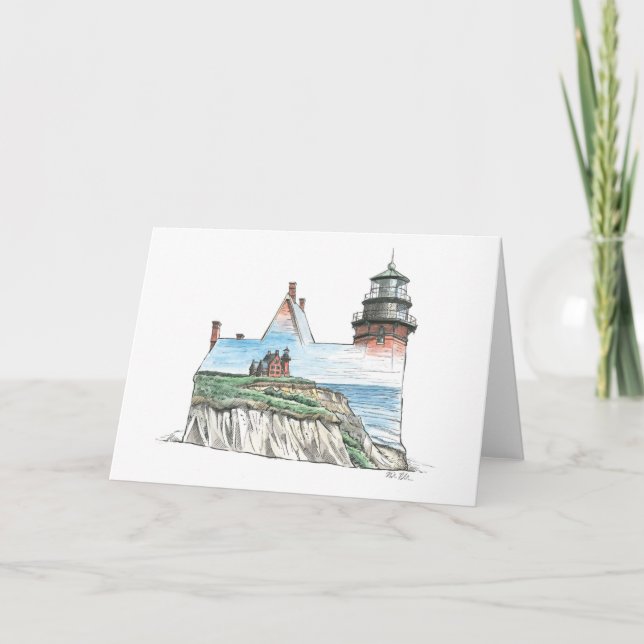 Carte de note avec le phare du sud-est, Île de (Devant)
