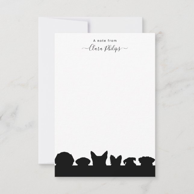 Carte de note avec nom pour chien animal de compag (Devant)