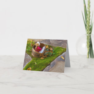 Carte de note avec thème ours en peluche en rose e