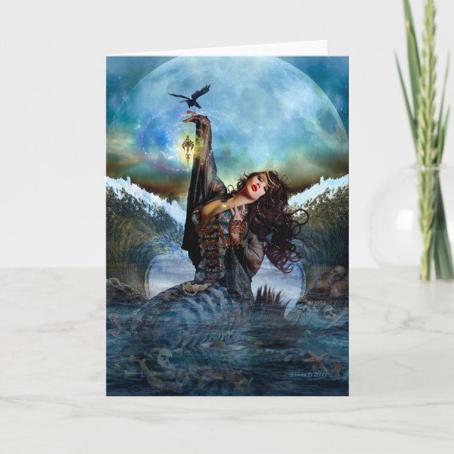 Carte de note blanche Art numérique de sorcière (Devant)