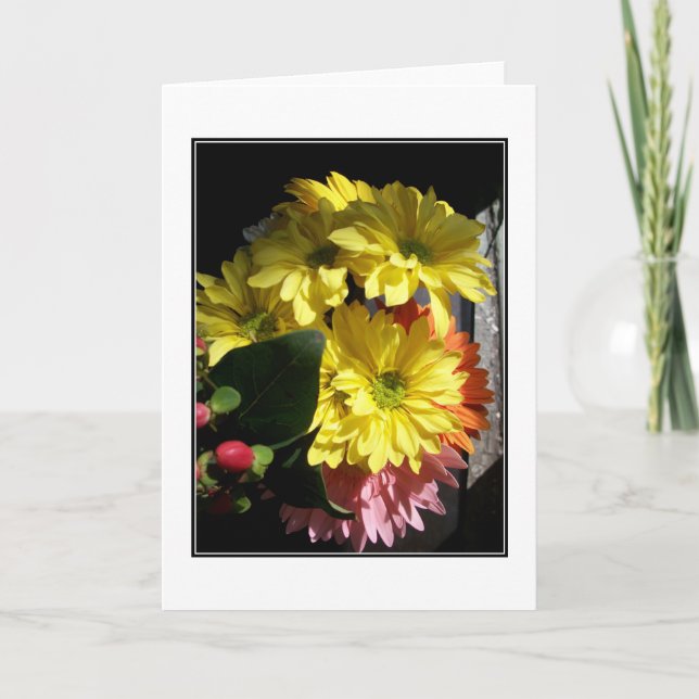 Carte de note blanche "Bouquet d'été au soleil" (Devant)