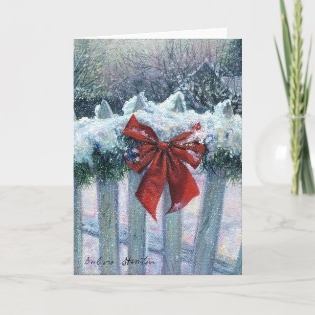 Carte de note blanche "Bow In the Snow" (Devant)