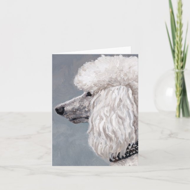 Carte de note blanche d'art de chien de caniche (Devant)