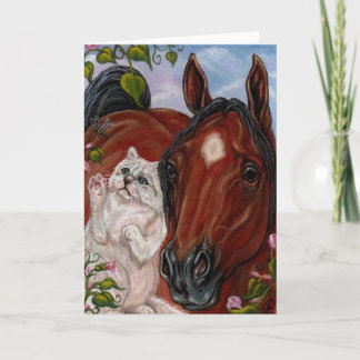Carte de note blanche de chat persan de CHEVAL de