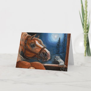 Carte de note blanche de souris de CHEVAL de