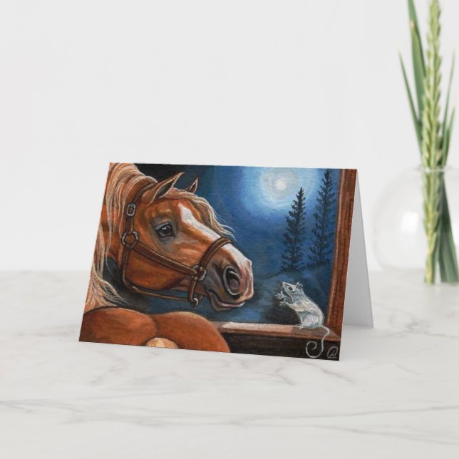 Carte de note blanche de souris de CHEVAL de (Devant)