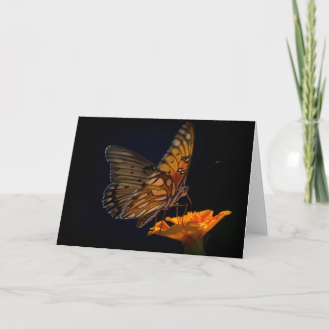 Carte de note blanche du papillon fritillaire du G (Devant)