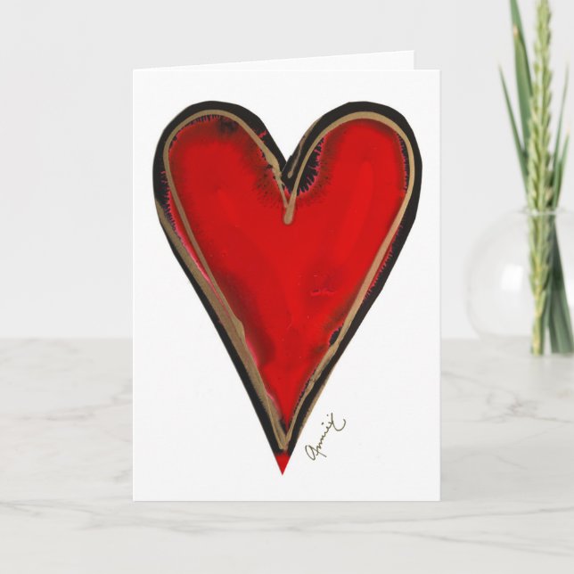Carte de note blanche Lovitude Coeur rouge (Devant)