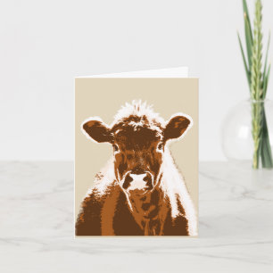 Carte de note blanche pour animal de ferme de vach