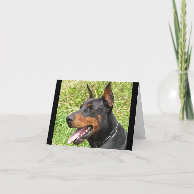 Carte de note blanche pour Chien à chienne Doberma (Devant)