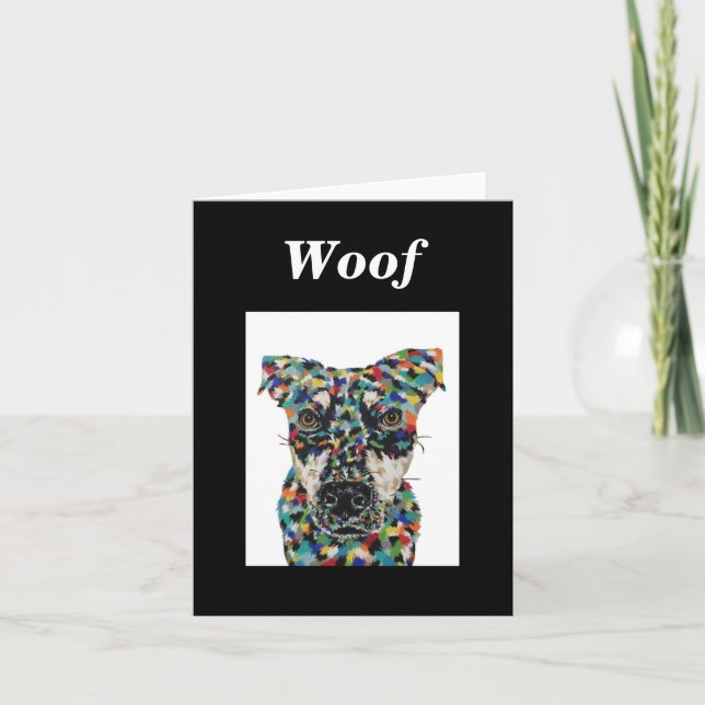 Carte de note blanche pour chien de race mixte (Devant)