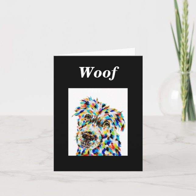 Carte de note blanche pour chien de race mixte (Devant)