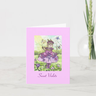 Carte de note blanche pour violettes sucrées