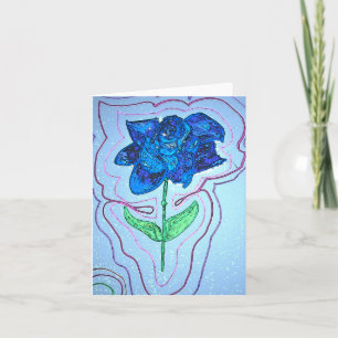Carte de note bleue de fleur