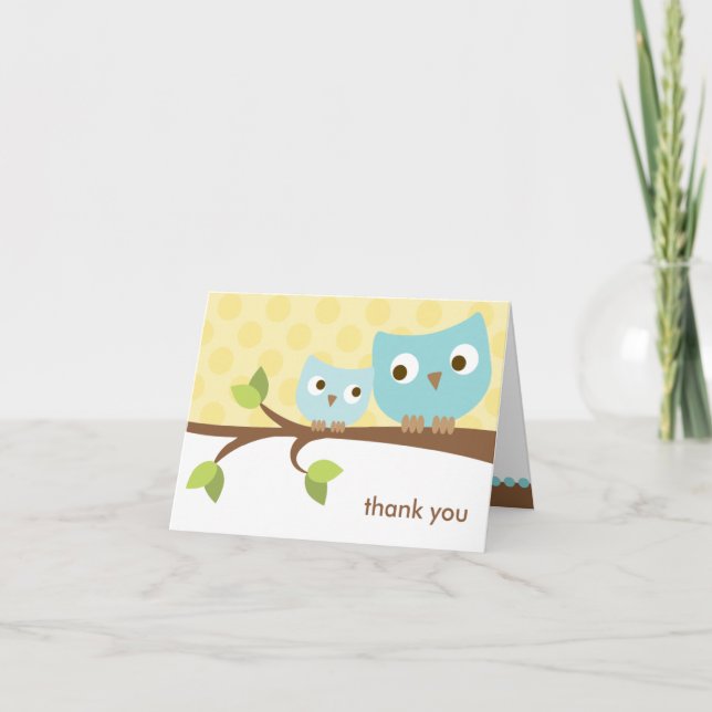 Carte de note bleue de hiboux (Devant)