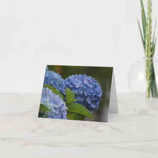Carte de note bleue d'hortensia