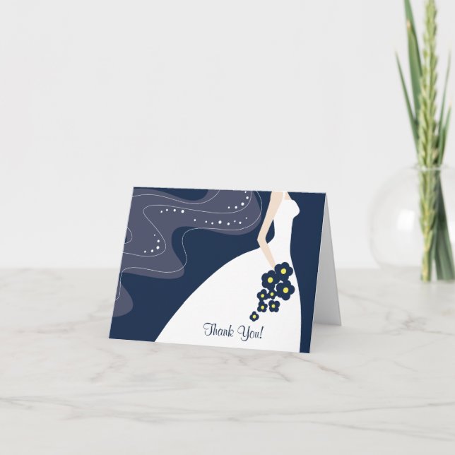 Carte de note bleue gracieuse de Merci de jeune (Devant)