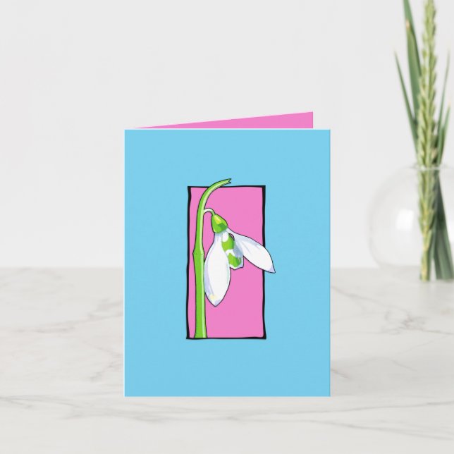 Carte de note bleue rose Snowdrop (Devant)