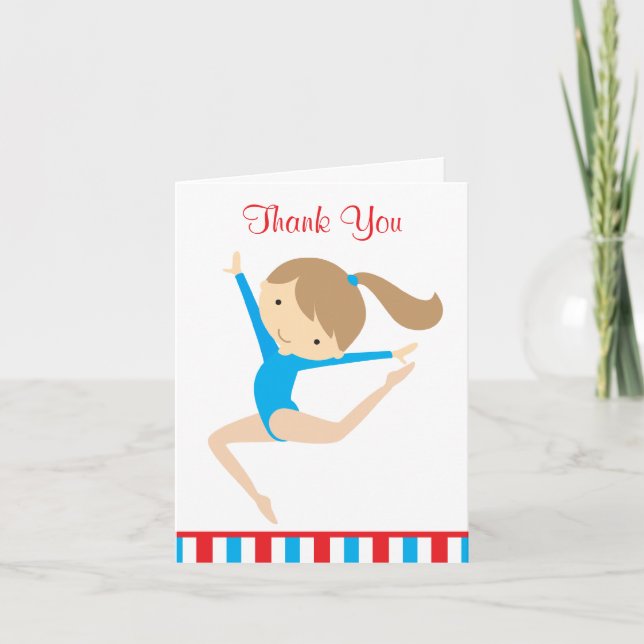 Carte de note Blue Gymnast Thank You (Devant)