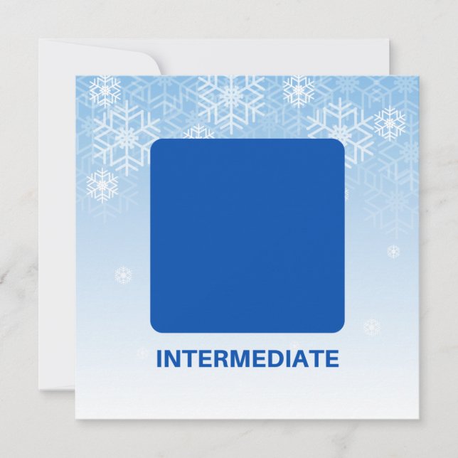 Carte de note Carré bleu skieur intermédiaire (Devant)