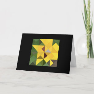 Carte de note Carré Jaune Vert Tons Quilt
