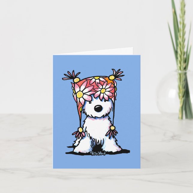 Carte de note Casquette florale KiniArt Westie (Devant)