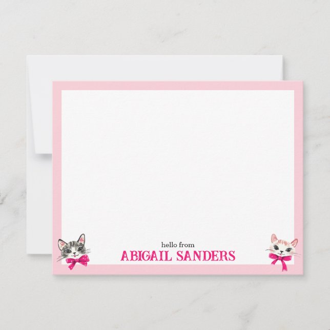 Carte de note Chats avec vaches roses (Devant)