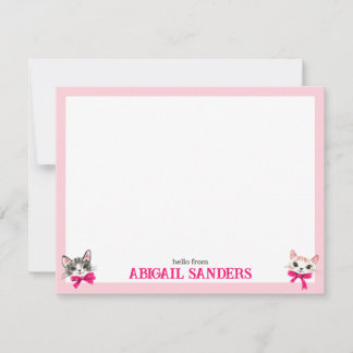 Carte de note Chats avec vaches roses