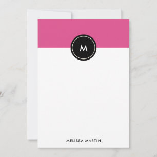 Carte de note Chic Dark Pink et Black Stationery