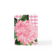 Carte de note classique à motif gingham à fleurs r