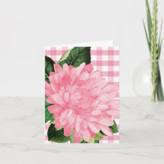 Carte de note classique à motif gingham à fleurs r