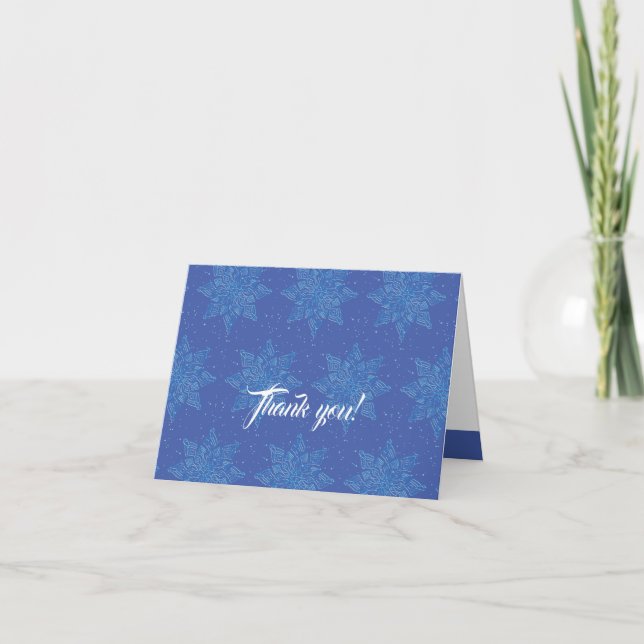 Carte de note Customisée Blue Snowflake d'hiver (Devant)