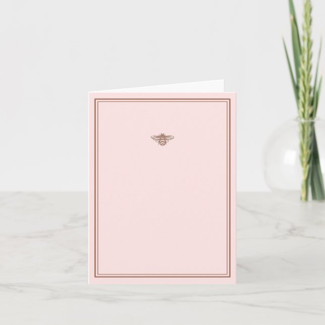 Carte de note d'abeille rose (Devant)
