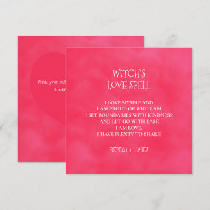Carte de note d'amour pour sorcière rose rouge